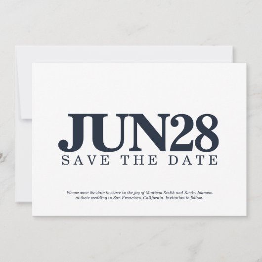 Minimale en moderne typografie sparen de Datum Save The Date (Voorkant)