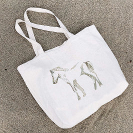 Minimale en moderne witte paardendrager grote tote bag