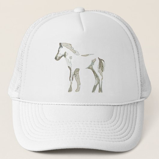 Minimale en moderne witte paardendrager trucker pet (Voorkant)