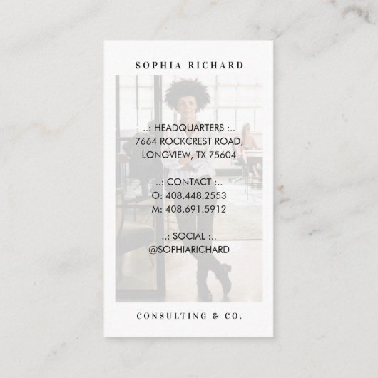 Minimale en moderne witte professionele foto visitekaartje (Achterkant)