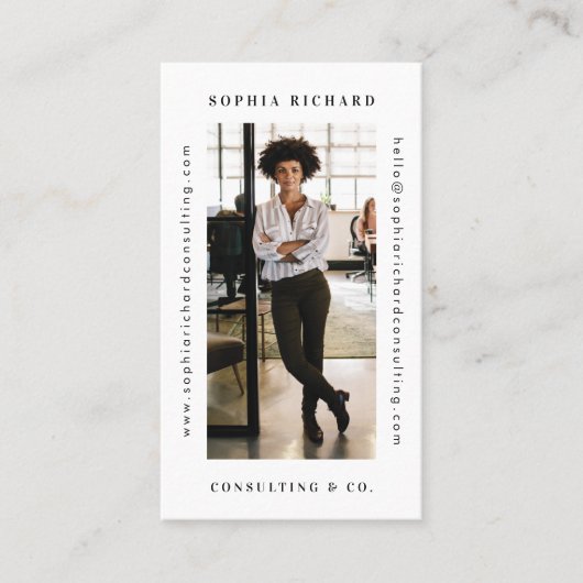 Minimale en moderne witte professionele foto visitekaartje (Voorkant)