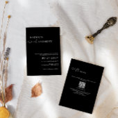 Minimale en moderne zwarte QR-code 2 in 1 bruiloft Kaart