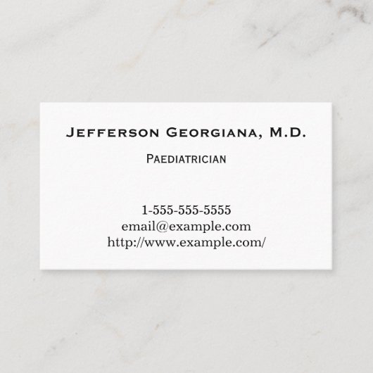 Minimale en pediatrische Visitekaartje (Voorkant)