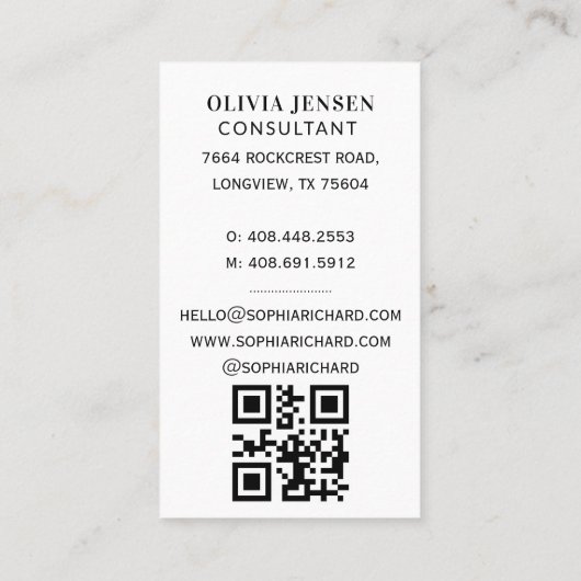 Minimale en professionele QR-code voor zakelijke f Visitekaartje (Achterkant)