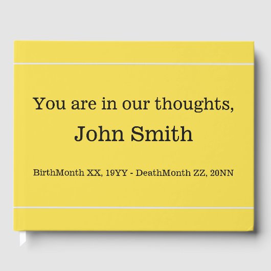 Minimale en rouwbare begrafenisgids gastenboek (Voorkant)