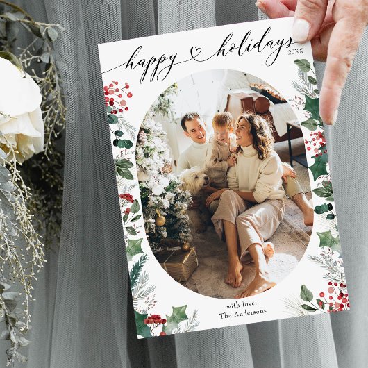 Minimale enkele foto wit rood feestdagenkaart