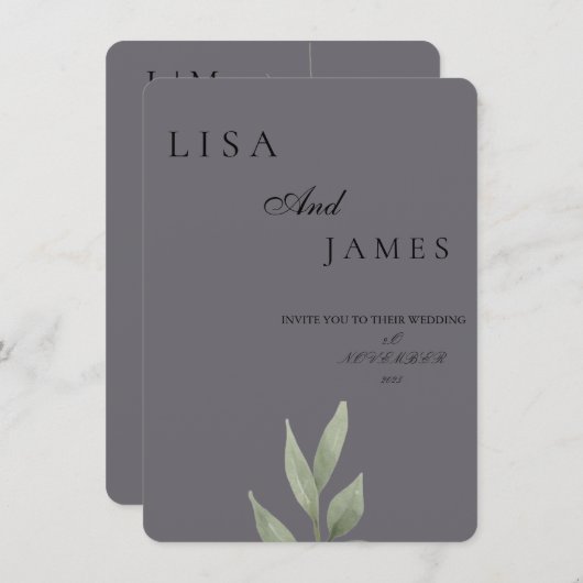 MINIMALE ESTHETISCHE BRUILOFT UITNODIGING (Voorkant / Achterkant)