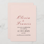 minimale, esthetische en zachte vibe trouwkaart kaart (Voorkant / Achterkant)