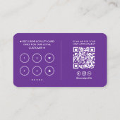 Minimale esthetische Lash Tech Royal Paarse loyali Visitekaartje (Achterkant)