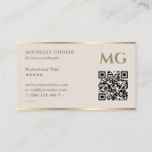 Minimale esthetische Monogram Zand Beige Professio Visitekaartje (Achterkant)