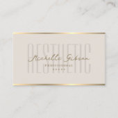 Minimale esthetische Monogram Zand Beige Professio Visitekaartje (Voorkant)
