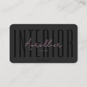 Minimale esthetische ontwerper roze zwart interieu visitekaartje (Voorkant)