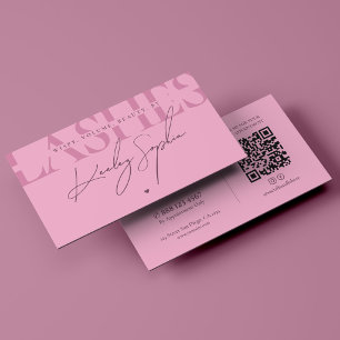 Minimale esthetische roze pastel wimper tech schoo visitekaartje