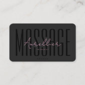 Minimale esthetische roze zwarte massagetherapeut visitekaartje (Voorkant)