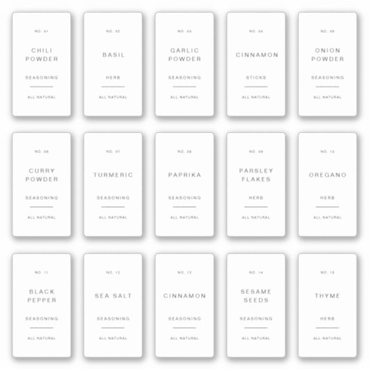 Minimale etiketten voor kruidenpotten, etiketten v sticker (Voorkant)