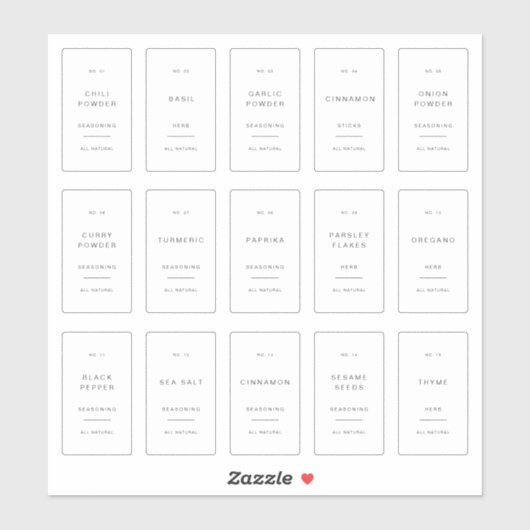 Minimale etiketten voor kruidenpotten, etiketten v sticker (Vel)