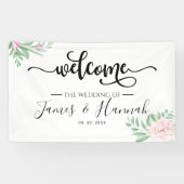 Minimale eucalyptus Blush Pink Wedding Party Spandoek (Horizontaal)