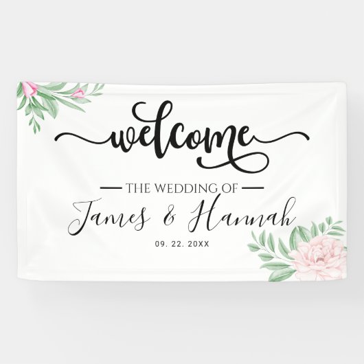 Minimale eucalyptus Blush Pink Wedding Party Spandoek (Horizontaal)