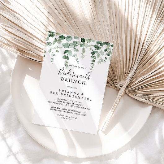 Minimale Eucalyptus Bridesmaids Brunch Shower Kaart