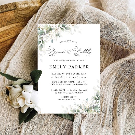 Minimale Eucalyptus Bruidsborrel Uitnodiging
