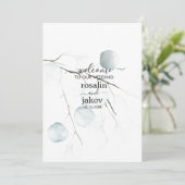 Minimale Eucalyptus Bruiloft Kaart (Staand voorkant)