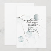 Minimale Eucalyptus Bruiloft Kaart (Voorkant / Achterkant)