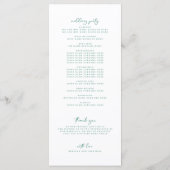 Minimale Eucalyptus bruiloft programma Kaart (Achterkant)