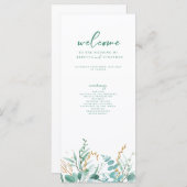 Minimale Eucalyptus bruiloft programma Kaart (Voorkant / Achterkant)