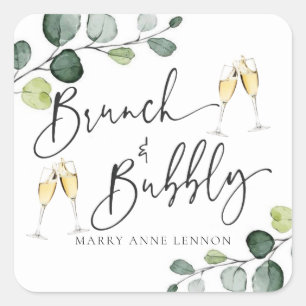 Minimale Eucalyptus Brunch en Bruisende Favorieten Vierkante Sticker