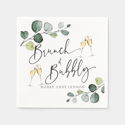 Minimale Eucalyptus Brunch en Bubble Napkins Servet (Voorkant)