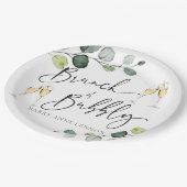 Minimale Eucalyptus Brunch en Bubble Papieren Bordje (Gekanteld)