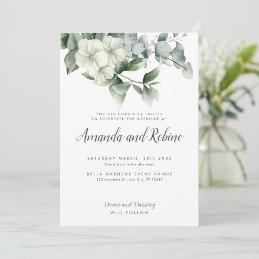 Minimale eucalyptus Elegante bruiloft Kaart (Staand voorkant)