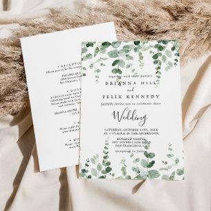 Minimale Eucalyptus Front & Back Wedding Kaart