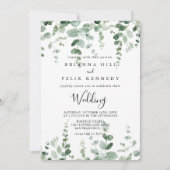 Minimale Eucalyptus Front & Back Wedding Kaart (Voorkant)