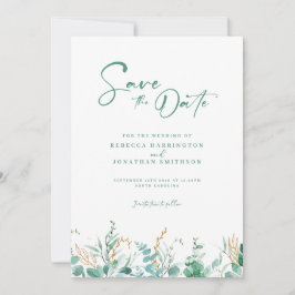 Minimale Eucalyptus Gold bruiloft Bewaar de datum Save The Date