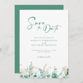 Minimale Eucalyptus Gold bruiloft Bewaar de datum Save The Date (Voorkant / Achterkant)