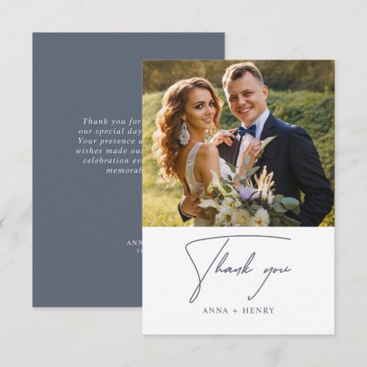 Minimale Eucalyptus Gray White Leaves Wedding Bedankkaart (Voorkant / Achterkant)