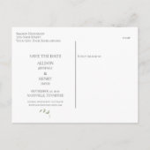 Minimale Eucalyptus groen bruiloft Save the Date Aankondigingskaart (Achterkant)