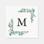 Minimale Eucalyptus Groene Blad Monogram Bruiloft Servet (Voorkant)