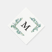 Minimale Eucalyptus Groene Blad Monogram Bruiloft Servet (Hoek)