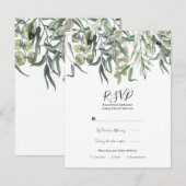 Minimale Eucalyptus groene Huwelijks RSVP Kaart (Voorkant / Achterkant)
