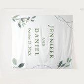 Minimale Eucalyptus Groene Trouwfoto Achtergrond Wandkleed (Voorkant (horizontaal))