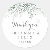 Minimale Eucalyptus Hartelijk dank voor uw huwelij Ronde Sticker (Voorkant)