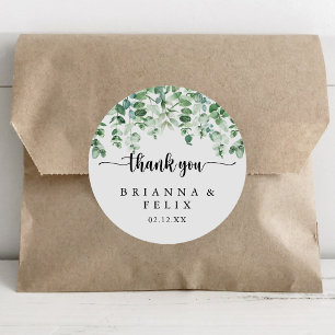 Minimale Eucalyptus Hartelijk dank voor uw huwelij Ronde Sticker