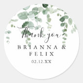 Minimale Eucalyptus Hartelijk dank voor uw huwelij Ronde Sticker (Voorkant)