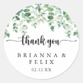 Minimale Eucalyptus Hartelijk dank voor uw huwelij Ronde Sticker (Voorkant)