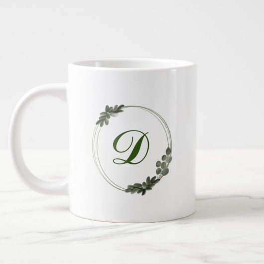 Minimale Eucalyptus Illustratie Greenery Monogram Grote Koffiekop (Links)