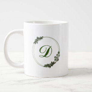 Minimale Eucalyptus Illustratie Groene Monogram Grote Koffiekop