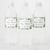 Minimale eucalyptus laat Baby shower gunstig uitva Waterfles Etiket (Flessen)