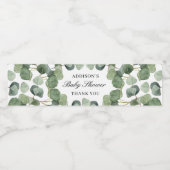 Minimale eucalyptus laat Baby shower gunstig uitva Waterfles Etiket (Enkel label)